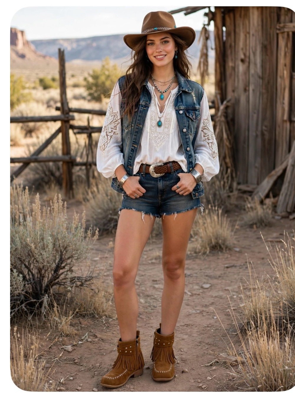 Boho fringed booties